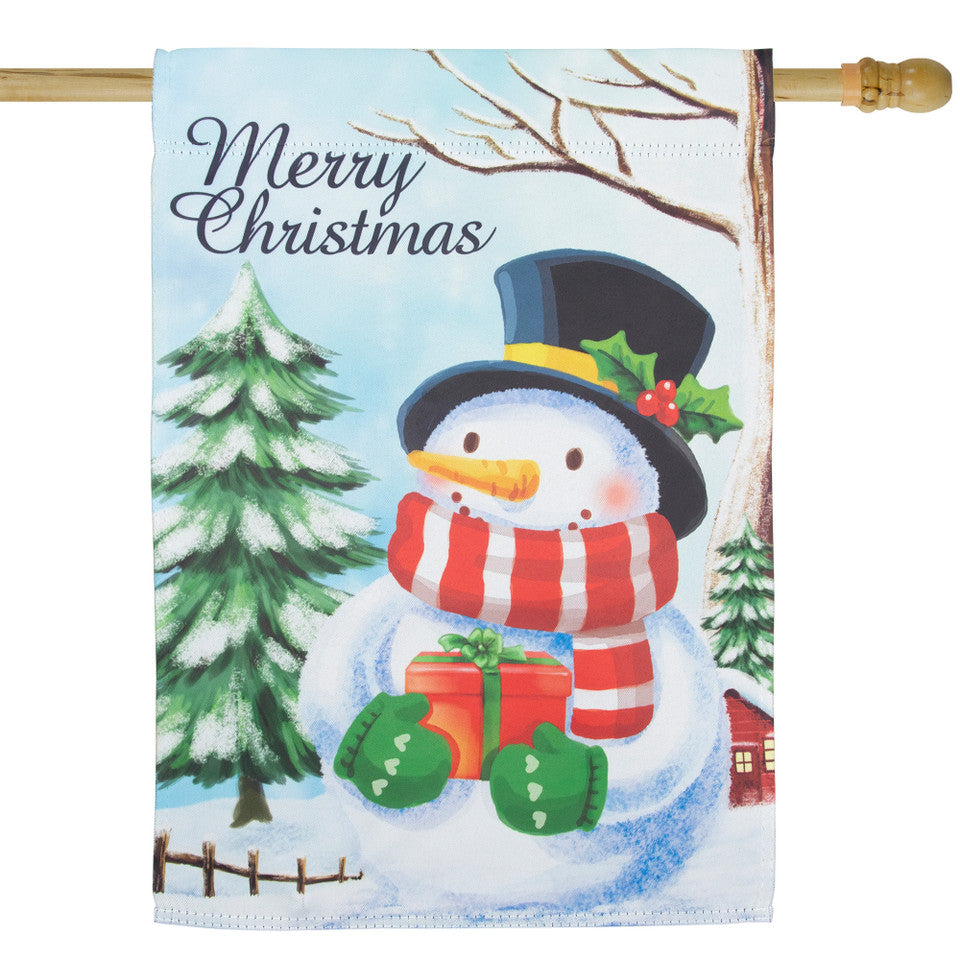 Merry Christmas Outdoor Christmas Snowman House Flag (28x40 Inch)