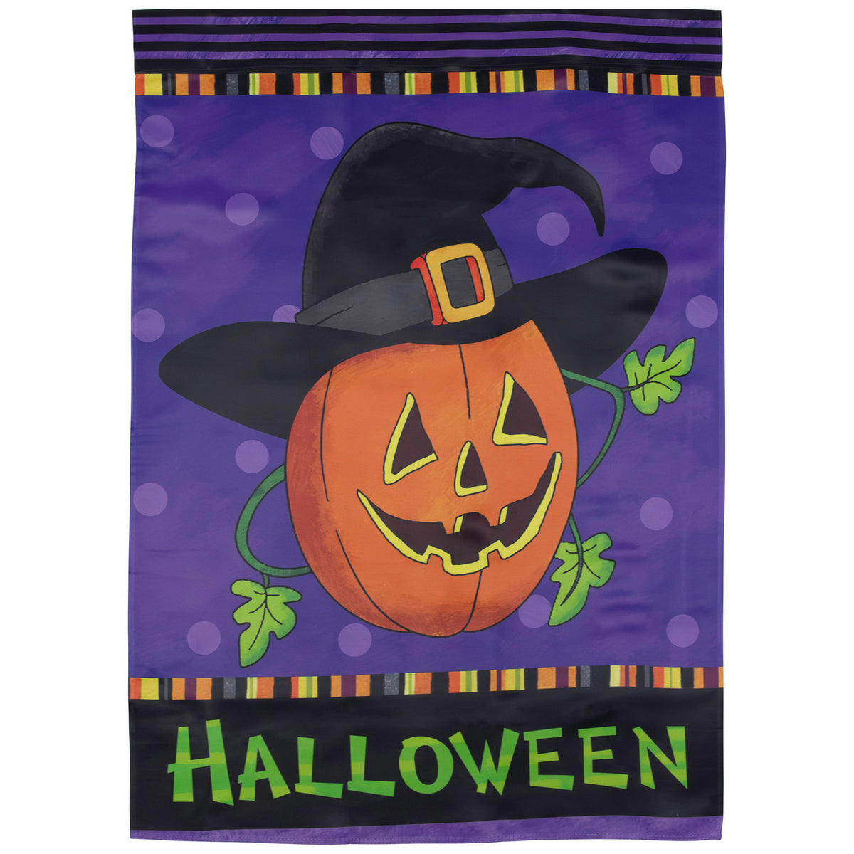 Happy Halloween Pumpkin in Witch Hat Outdoor House Flag (28&quot; x 40&quot;)