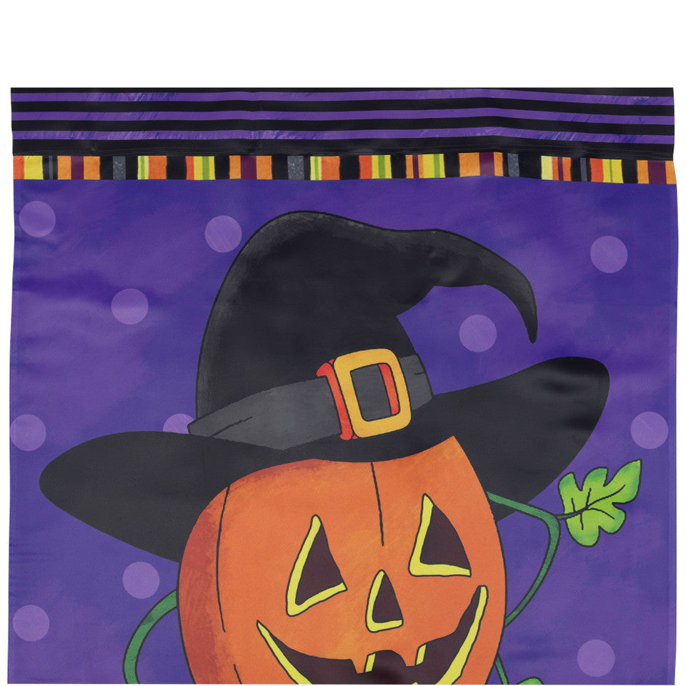 Happy Halloween Pumpkin in Witch Hat Outdoor House Flag (28&quot; x 40&quot;)