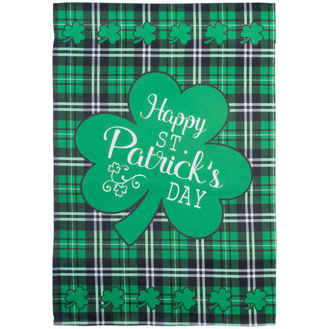 Happy St Patricks Day Plaid House Flag