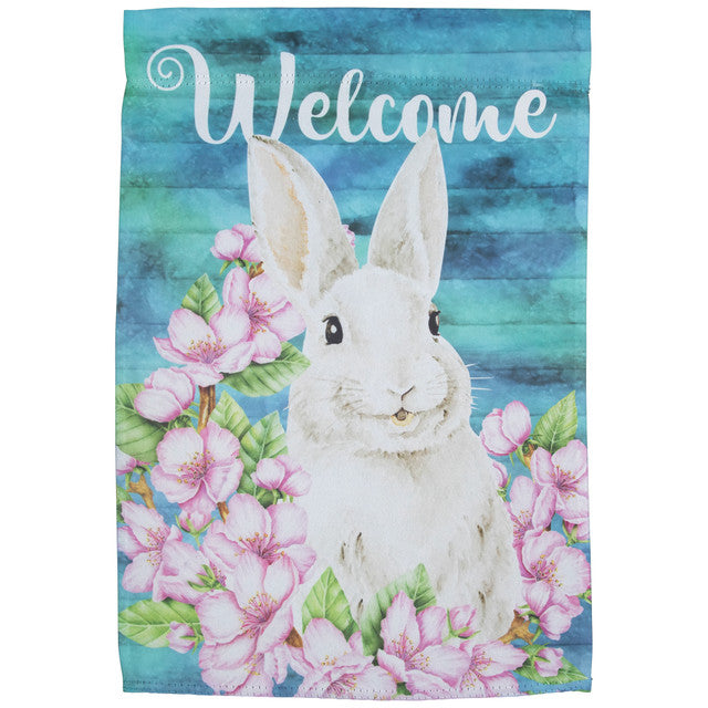 Festive Welcome Easter Bunny Floral Garden Flag