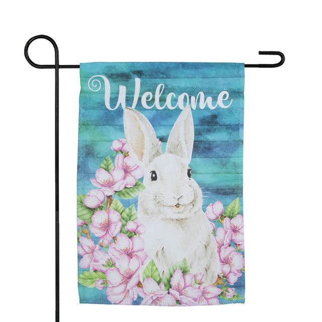 Festive Welcome Easter Bunny Floral Garden Flag