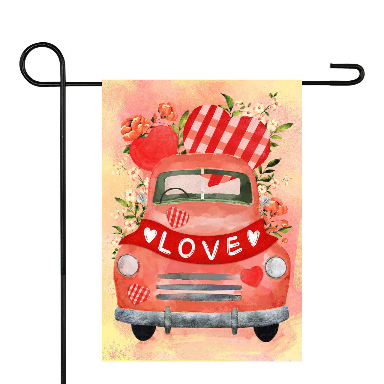 Valentine's  Love Banner and Vintage Car Garden Flag (12.5" x 18")