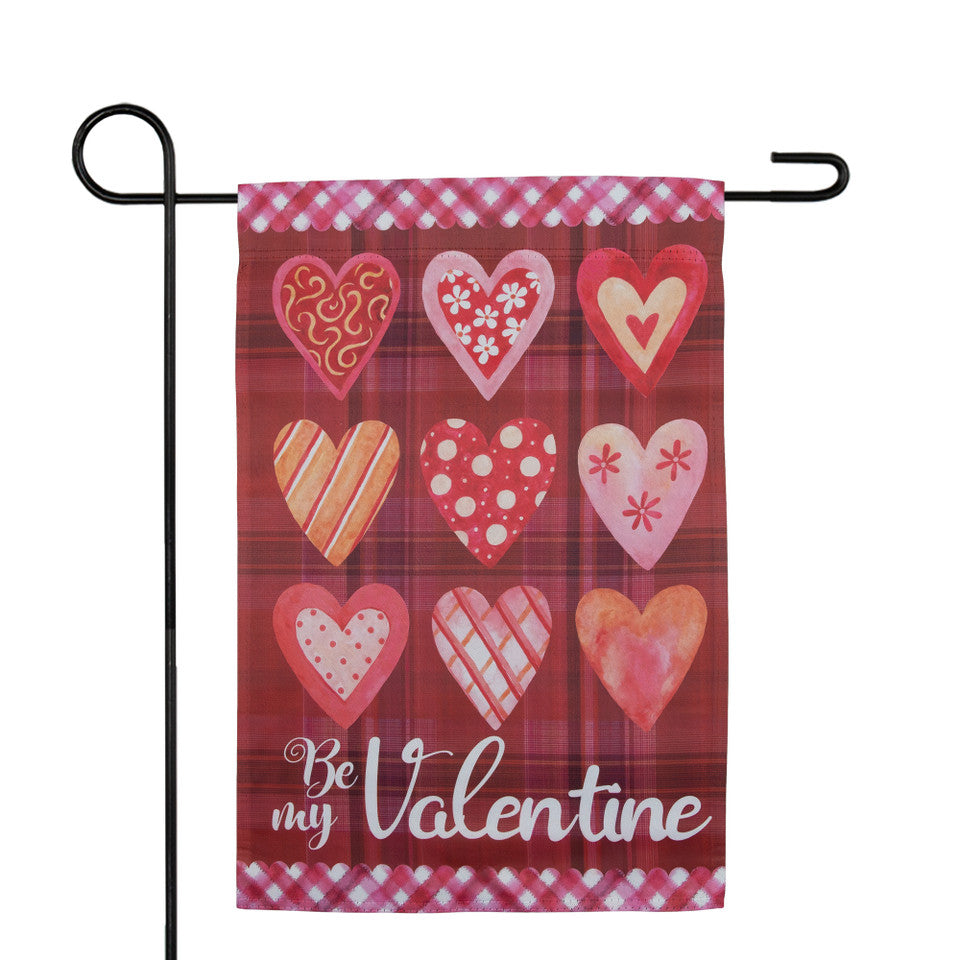 Be My Valentine Plaid and Heart Garden Flag for Valentines Decor