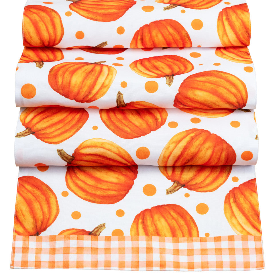 Autumn Pumpkins and Thanksgiving Dinner Decor Orange Rectangular Table Runner (72&quot; x 12&quot;)