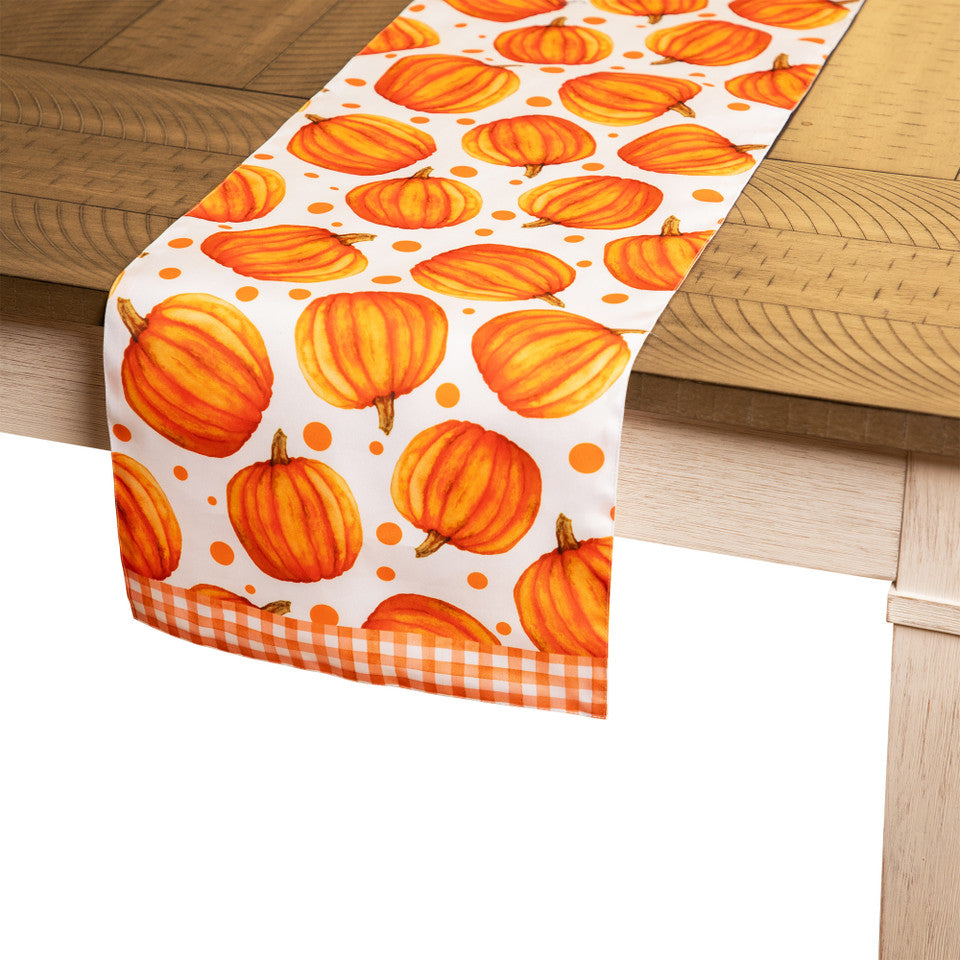 Autumn Pumpkins and Thanksgiving Dinner Decor Orange Rectangular Table Runner (72&quot; x 12&quot;)