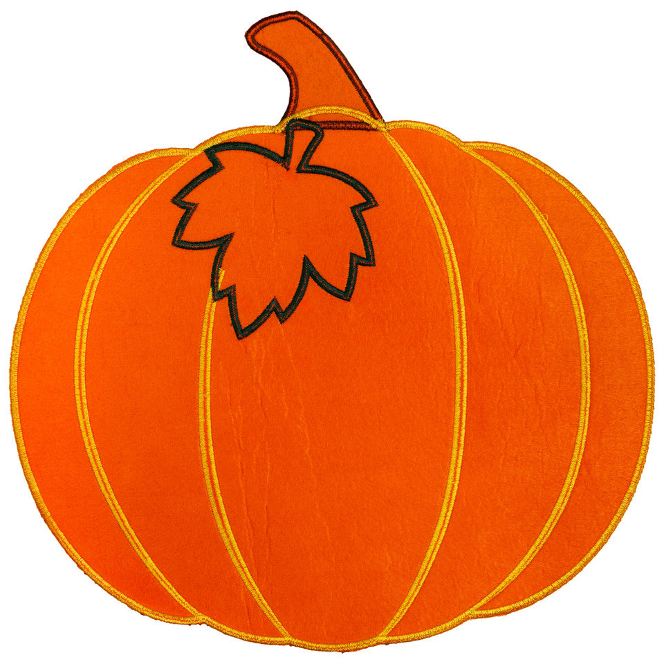 Embroidered Pumpkin Fall Harvest Placemats 13" Orange and Green Set of 4