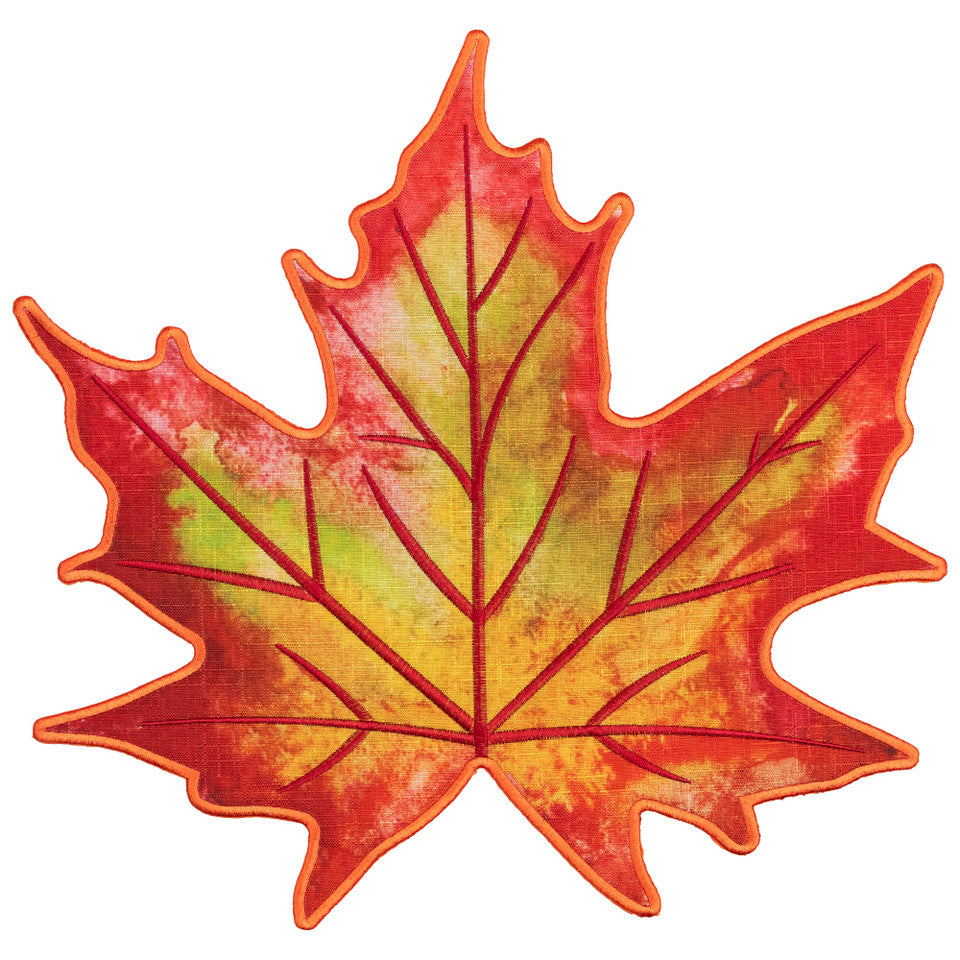 Set of 4 Embroidered Maple Leaf Placemats (14.75")