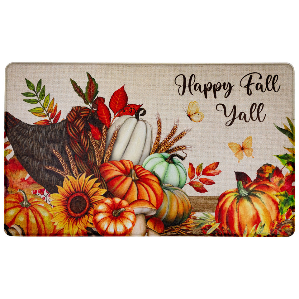 Happy Fall Y'all Comfort Mat Anti-Fatigue Kitchen Floor Decor (17.75" x 29.5")