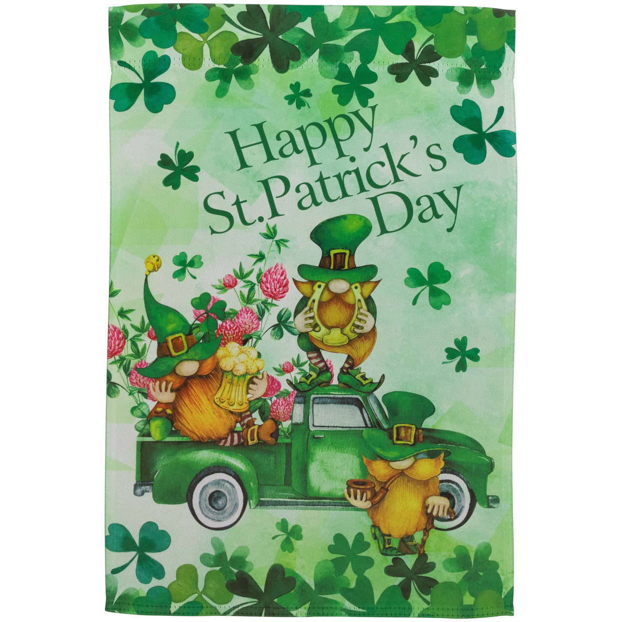 Happy St. Patrick's Day Outdoor Garden Flag Joyful Leprechauns (18" x 12.5")