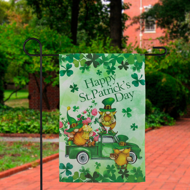Happy St. Patrick&#39;s Day Outdoor Garden Flag Joyful Leprechauns (18&quot; x 12.5&quot;)