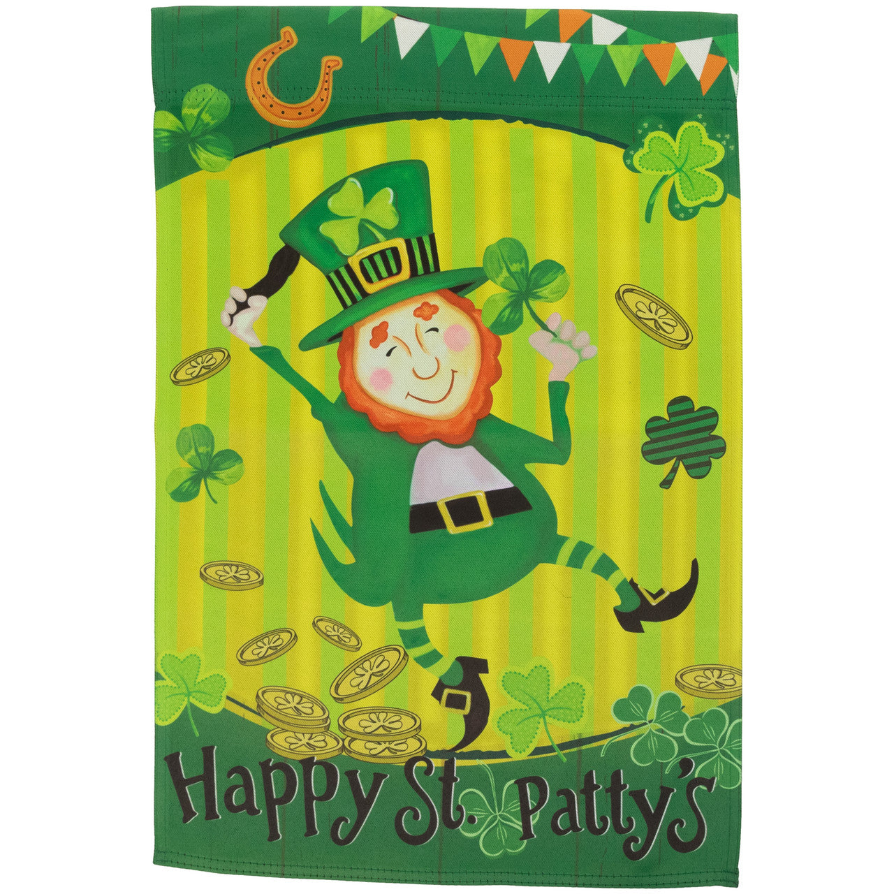 Dancing Leprechaun Happy St Pattys Outdoor Garden Flag