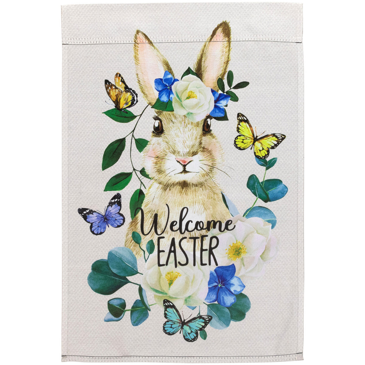 Floral Easter Outdoor Garden Flag Bunny Butterflies