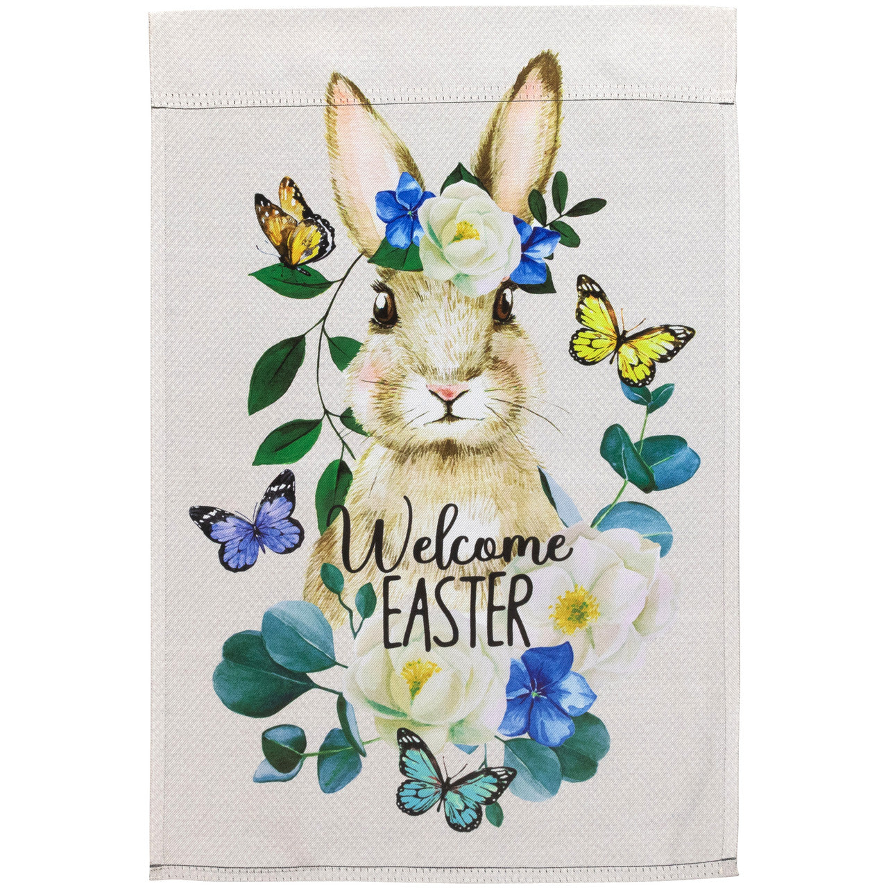 Floral Easter Outdoor Garden Flag Bunny Butterflies