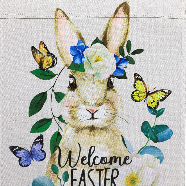 Floral Easter Outdoor Garden Flag Bunny Butterflies