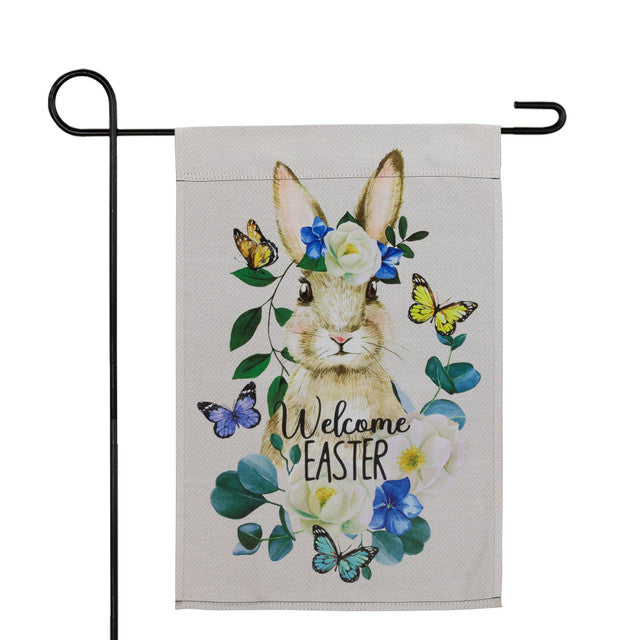 Floral Easter Outdoor Garden Flag Bunny Butterflies
