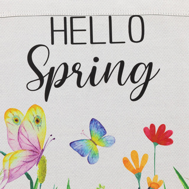 &quot;Hello Spring&quot; Butterflies Flowers Outdoor Garden Flag