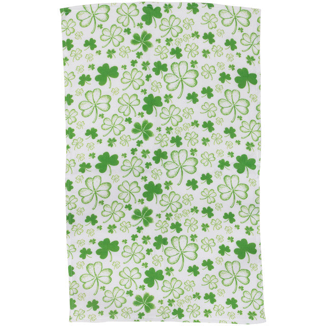 Shamrocks and Plaid Kitchen Tea Towels Set of 2 for St. Patrick&#39;s Day