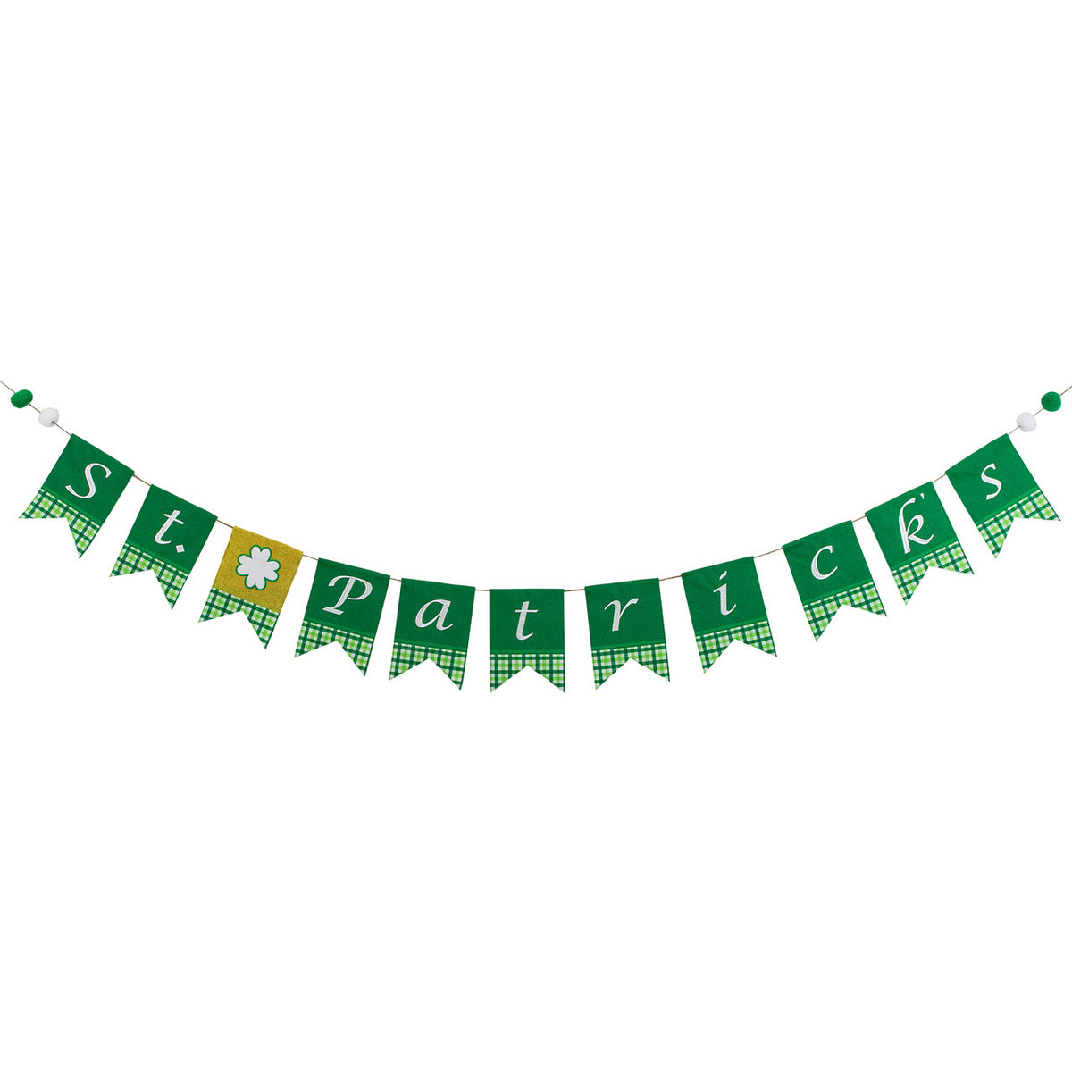 Plaid St Patricks Day Flag Banner 7.5&#39; for St. Patrick&#39;s Day Decorations