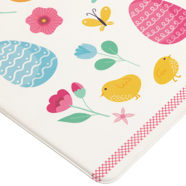 Happy Easter Kitchen Comfort Mat Pastel Eggs Chicks 29"