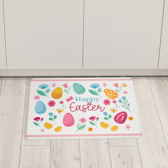 Happy Easter Kitchen Comfort Mat Pastel Eggs Chicks 29&quot;
