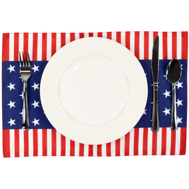 Set of 4 Americana Stars and Stripes Printed Placemats