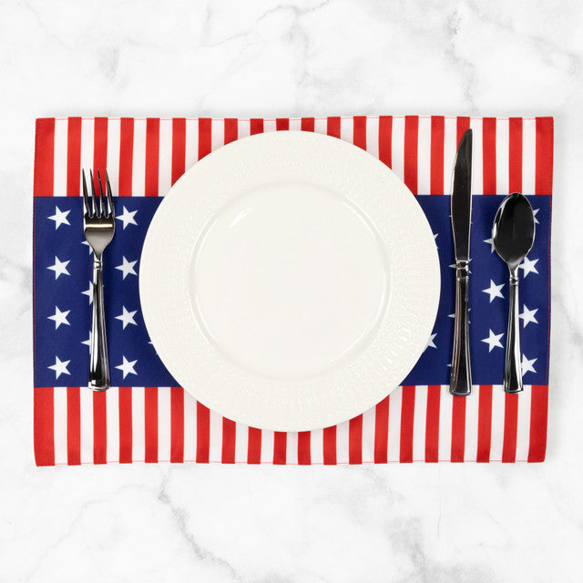 Set of 4 Americana Stars and Stripes Printed Placemats