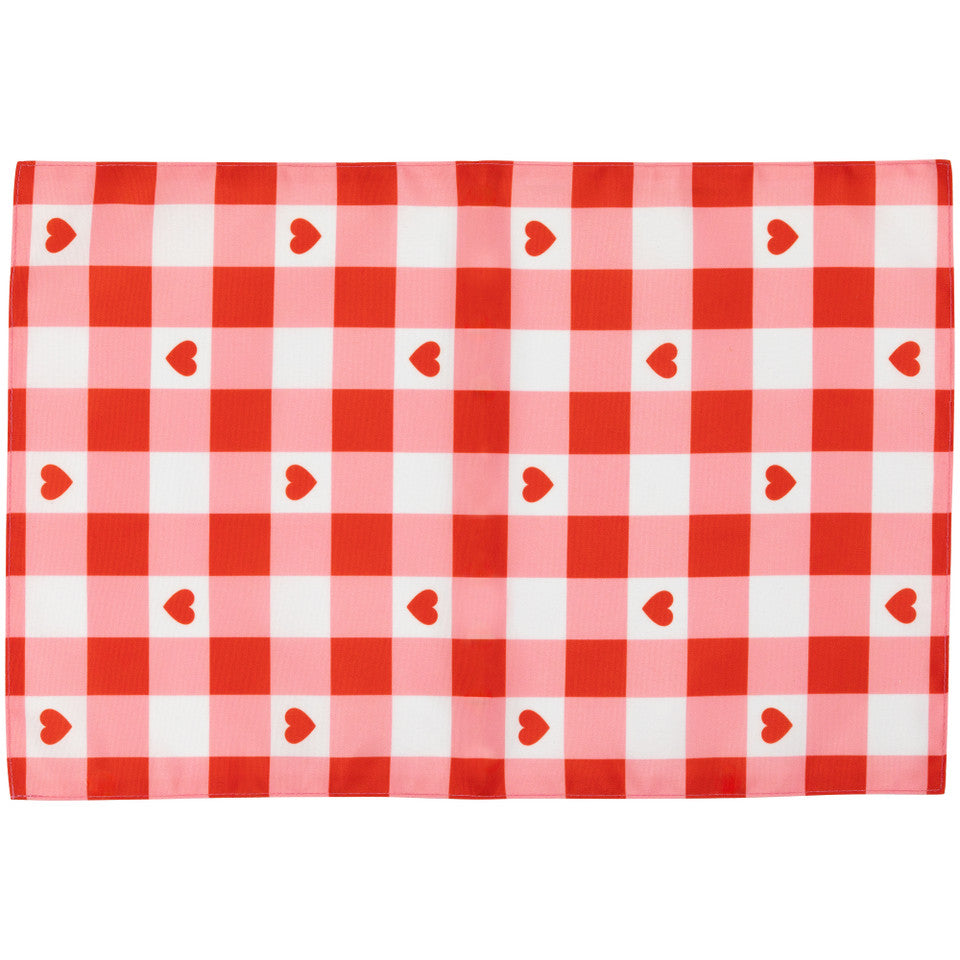 Checkered Hearts Set of 4 Placemats 18&quot; for Valentine&#39;s Day