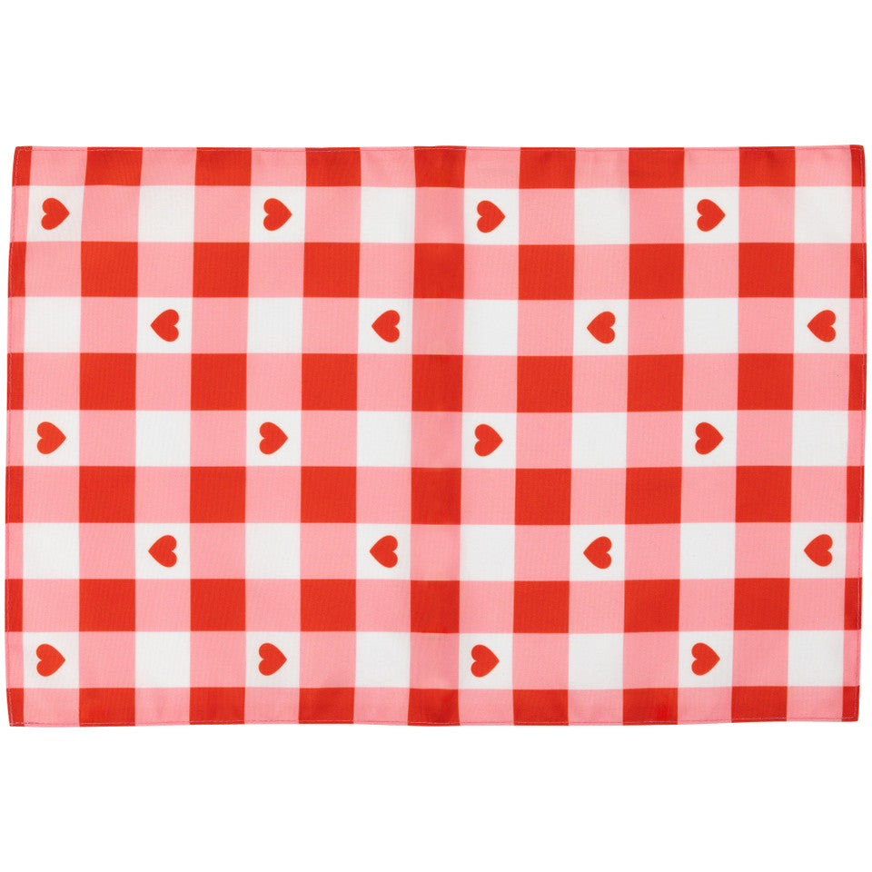 Checkered Hearts Set of 4 Placemats 18" for Valentine's Day