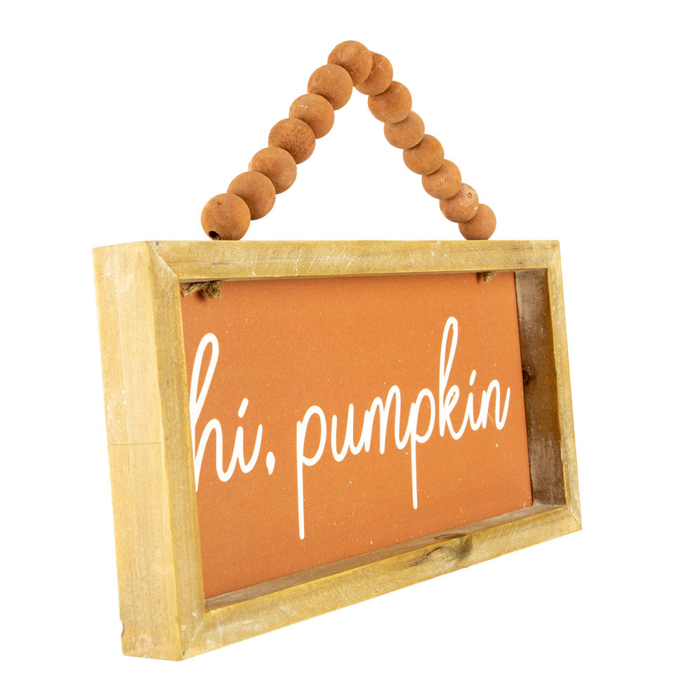 Hi Pumpkin Autumn Harvest Wall Decor 12&quot; Orange Wooden Seasonal Sign
