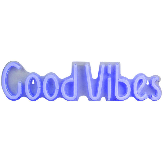 Wall Sign Blue Neon 19” Good Vibes LED Lighted Decor