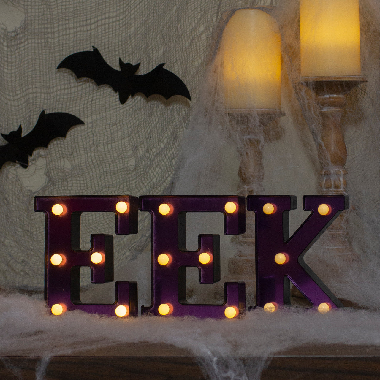 Halloween 6.5" LED Lighted EEK Sign