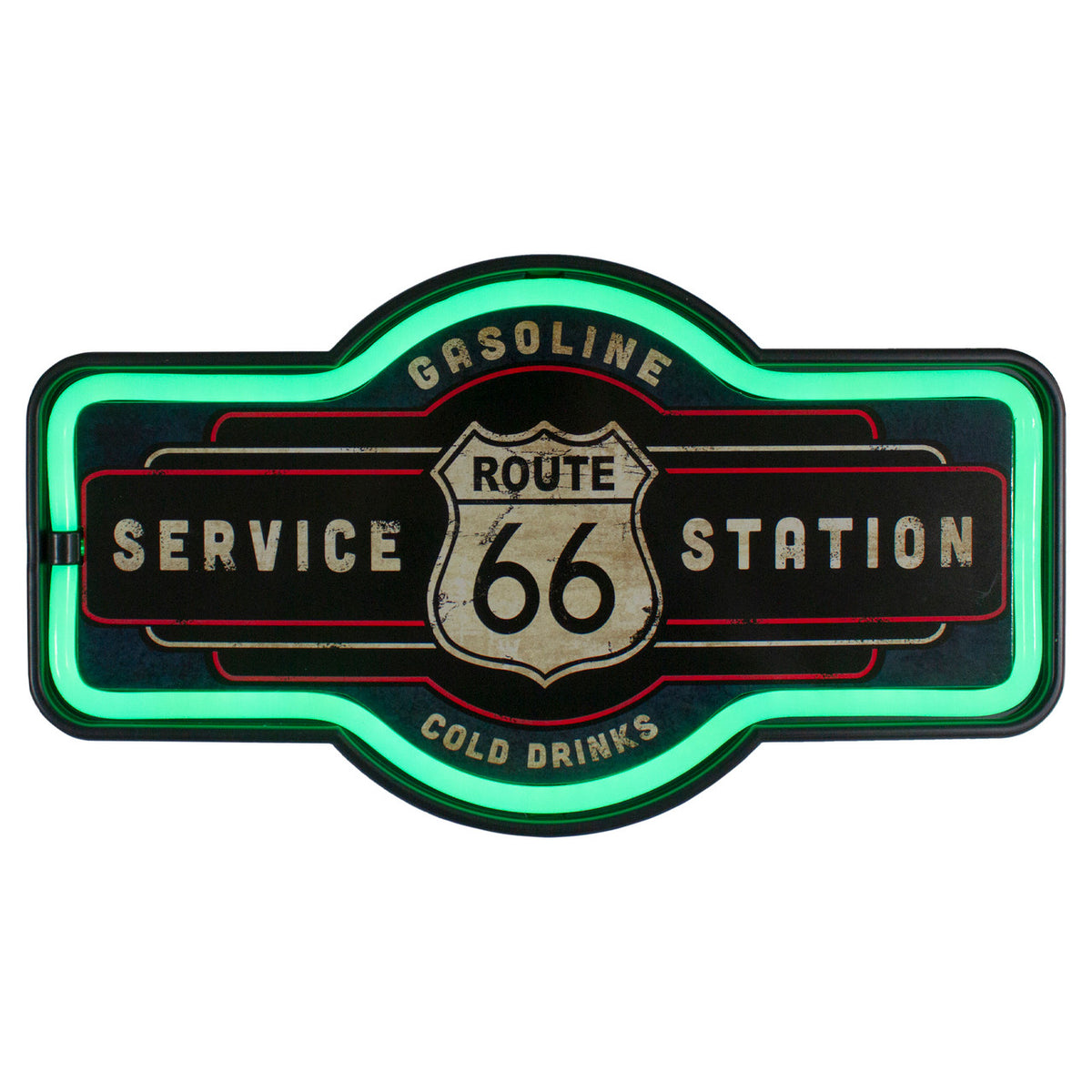 LED Lighted Neon Style Wall Sign &#39;Route 66 Service Station&#39;
