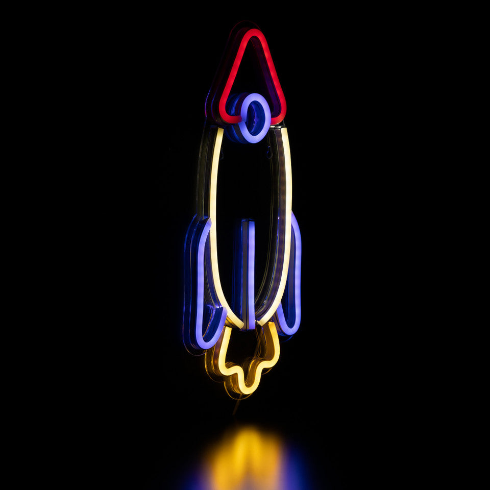 LED Rocket Ship Neon Sign for Wall Decor