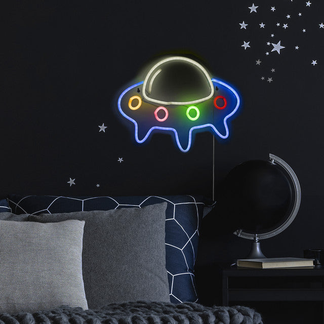 Spaceship LED Neon Sign 16&quot; Wall Art for Home Decor