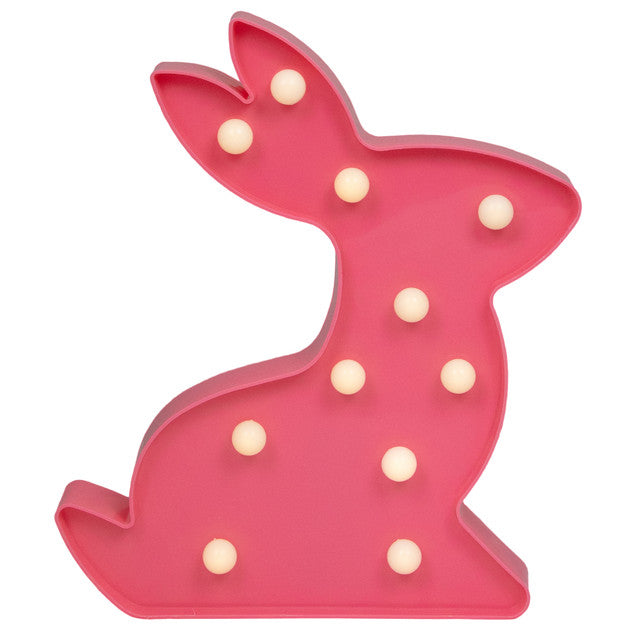 LED Lighted Pink Easter Bunny Marquee Wall Sign 9.5 Inch