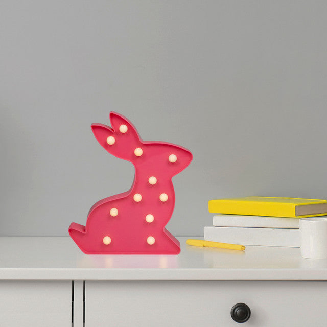 LED Lighted Pink Easter Bunny Marquee Wall Sign 9.5 Inch