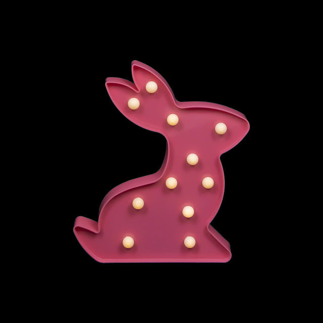 LED Lighted Pink Easter Bunny Marquee Wall Sign 9.5 Inch