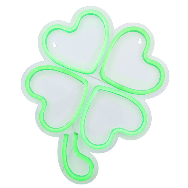 LED Lighted Neon Green Shamrock Window Silhouette 15&quot;