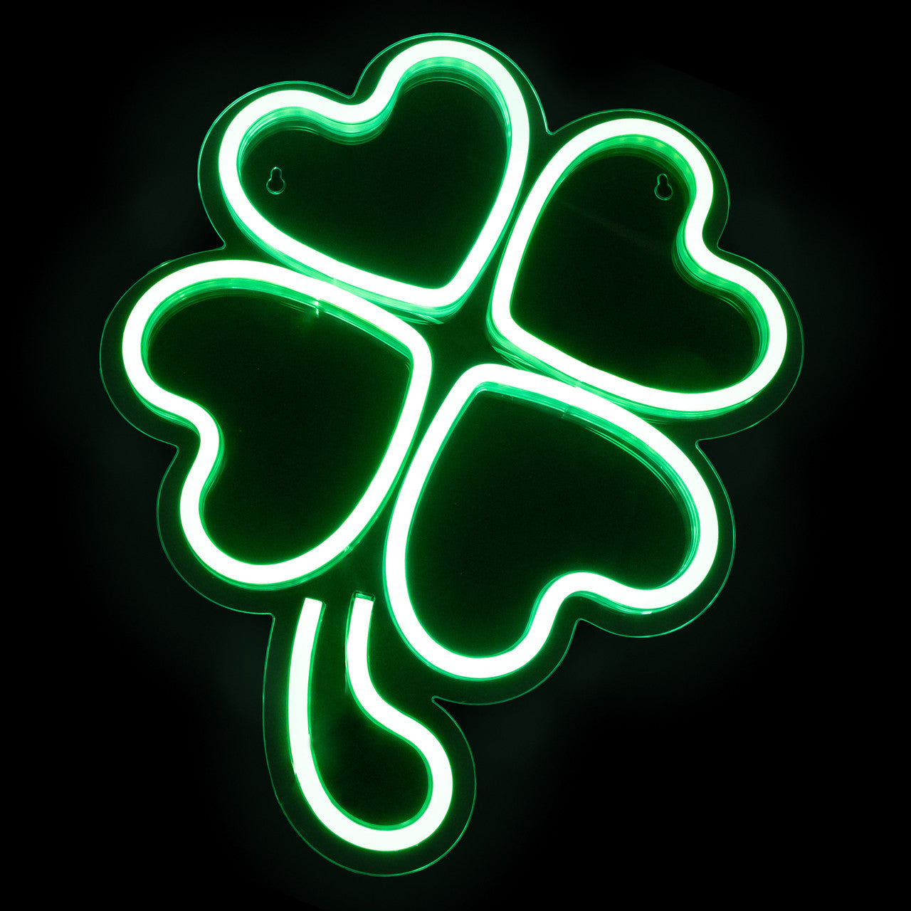 Window Silhouette 15" LED Lighted Neon Style Green Shamrock St. Patrick's Day