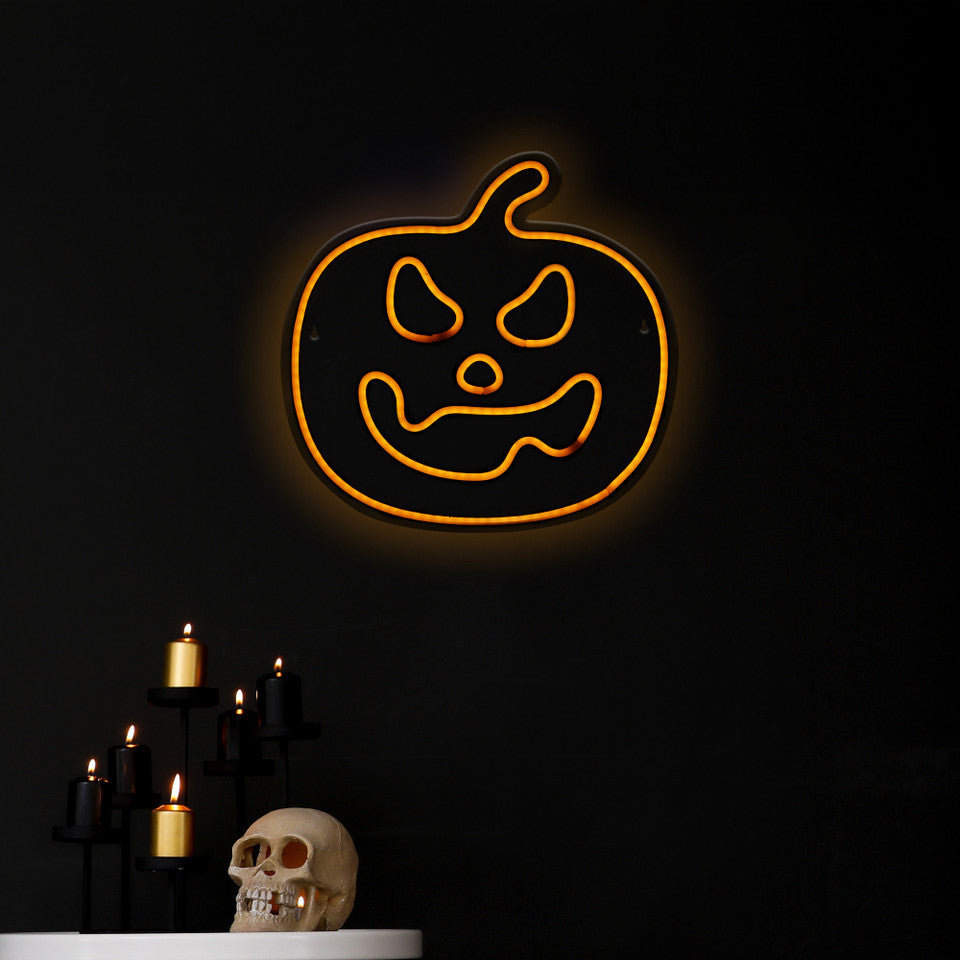 Halloween Jack-O&#39;-Lantern Decoration (15&quot;) LED Neon Wall Window Light