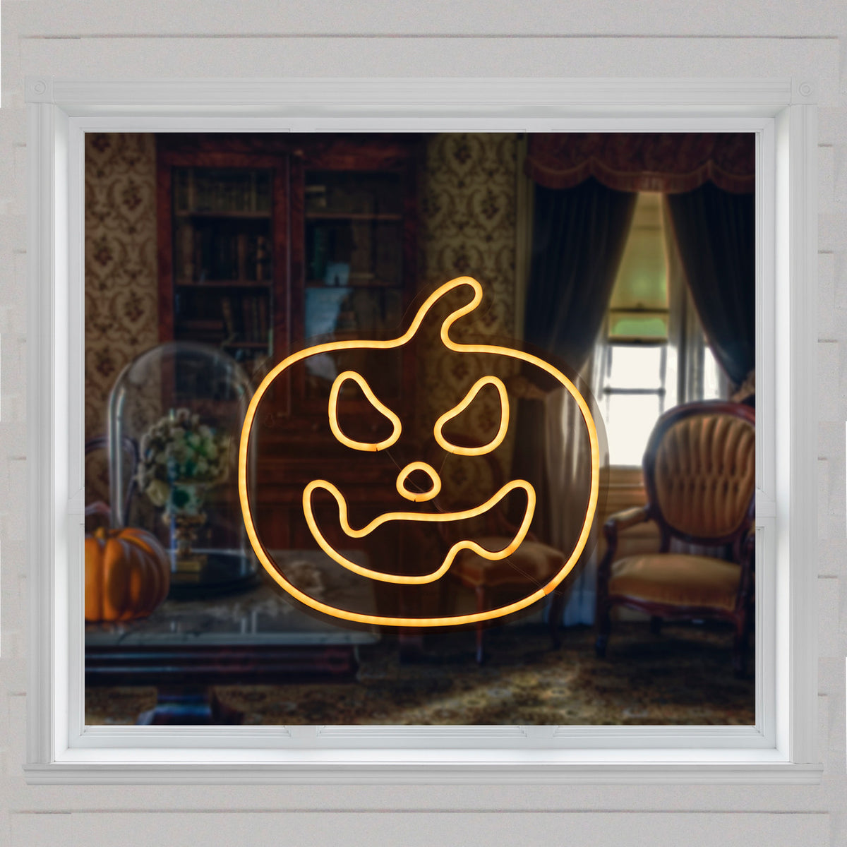 Halloween Jack-O&#39;-Lantern Decoration (15&quot;) LED Neon Wall Window Light