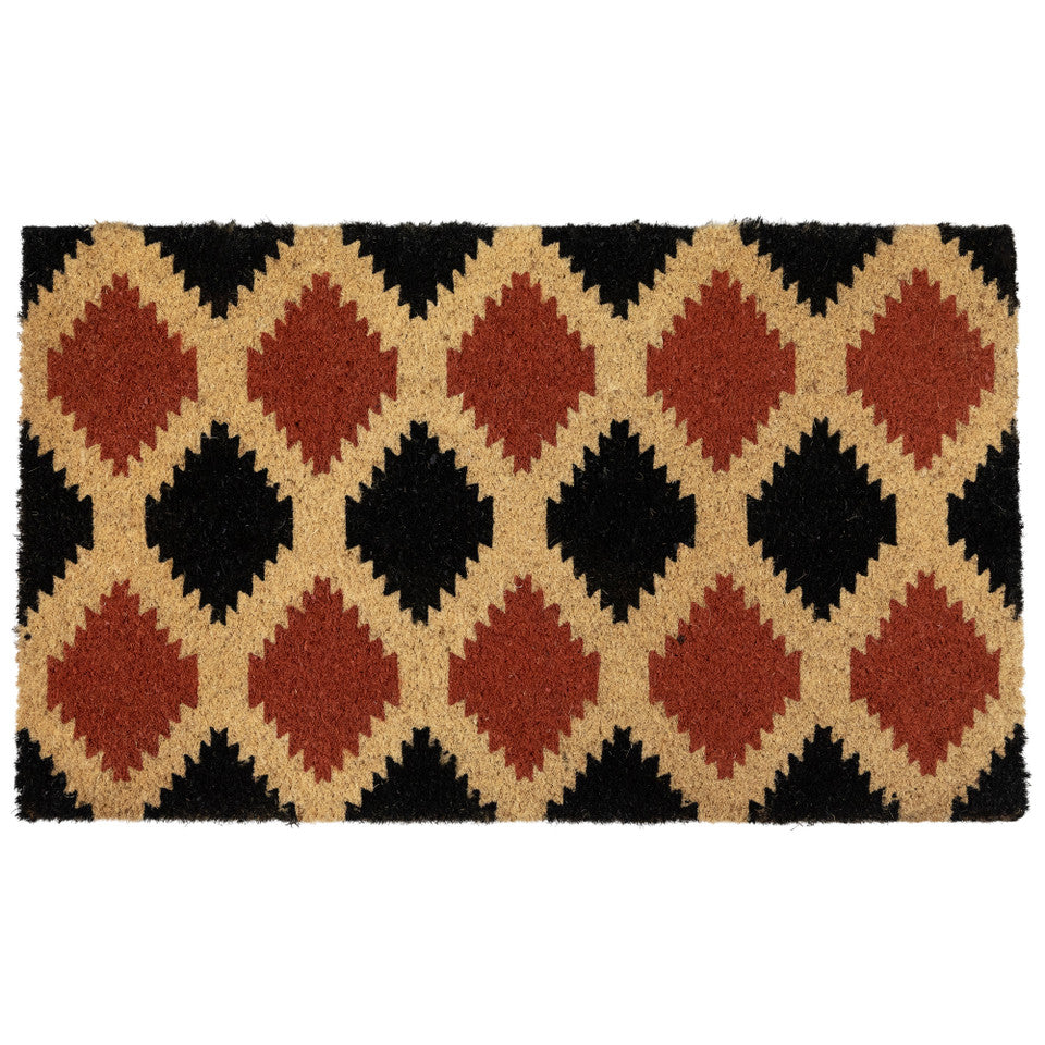 Diamond Pattern with Cream Accent Outdoor Mat (18 x 30 Inch)