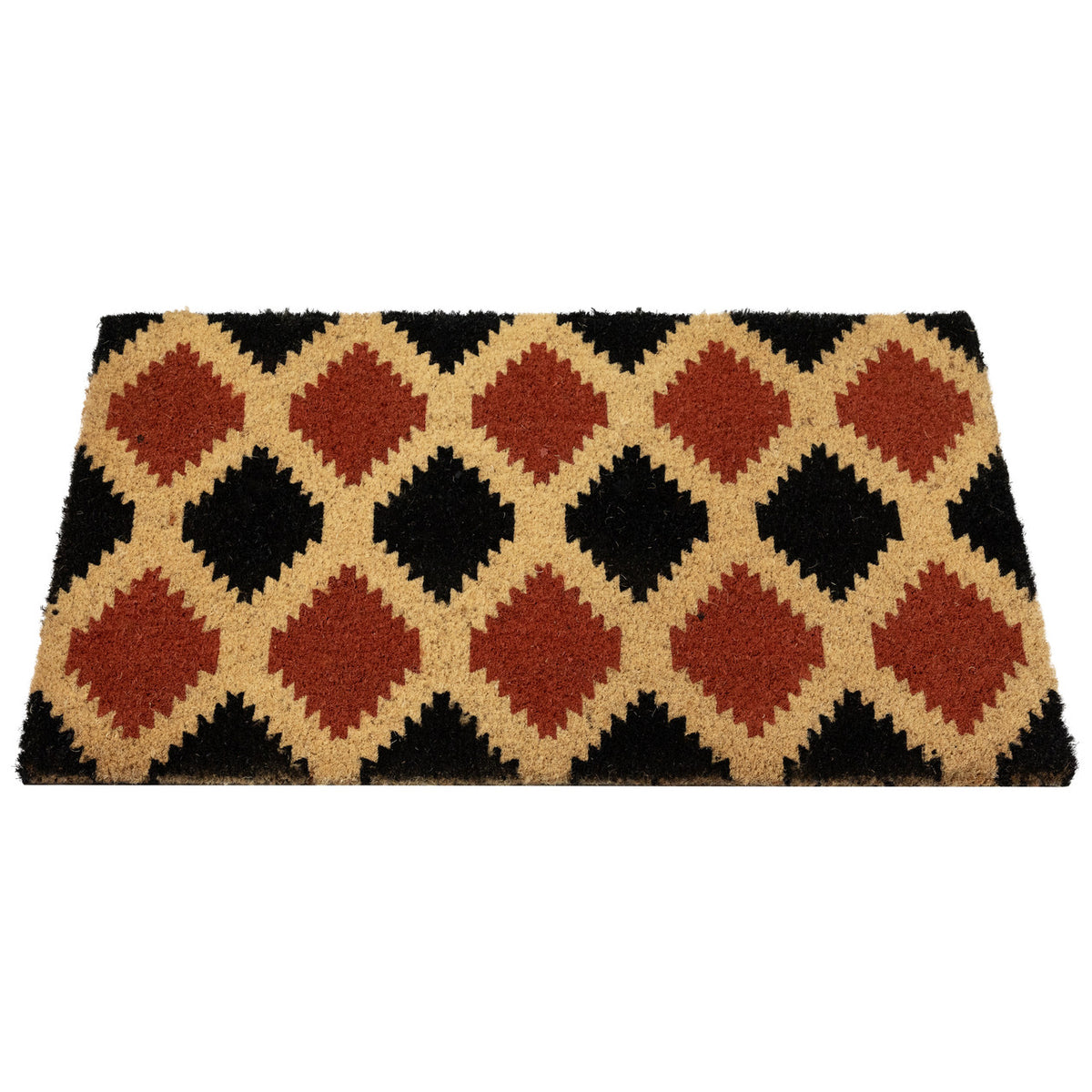Diamond Pattern with Cream Accent Outdoor Mat (18 x 30 Inch)