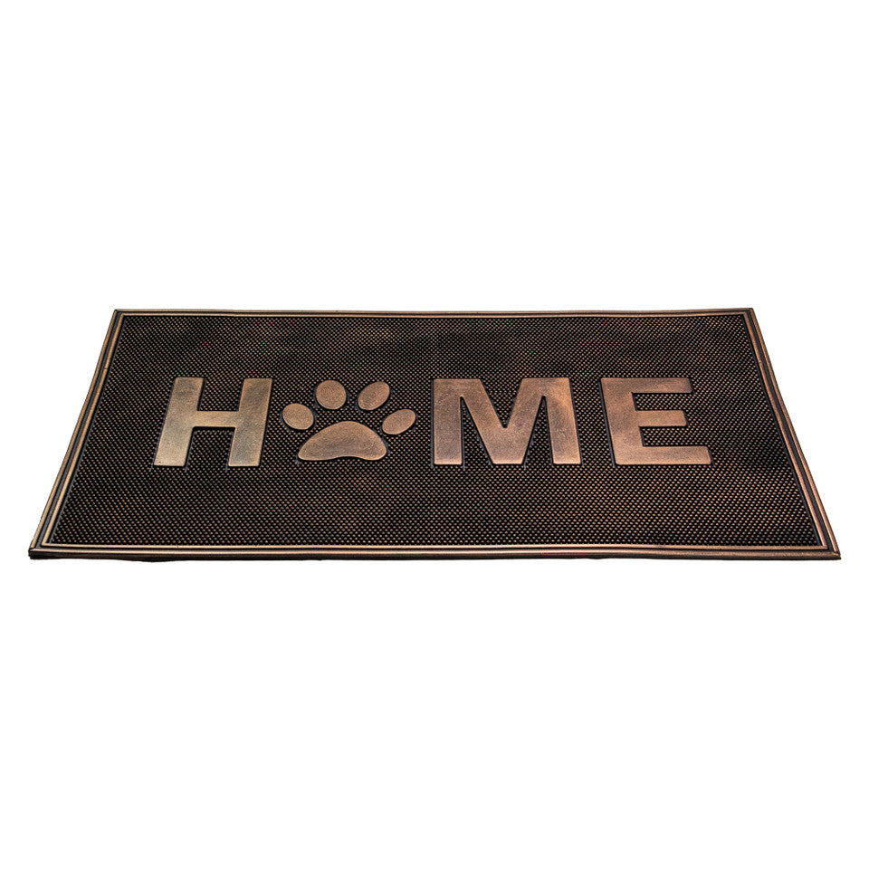 Paw Print Welcome Mat with Gold Finish