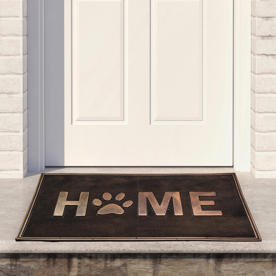 Paw Print Welcome Mat with Gold Finish