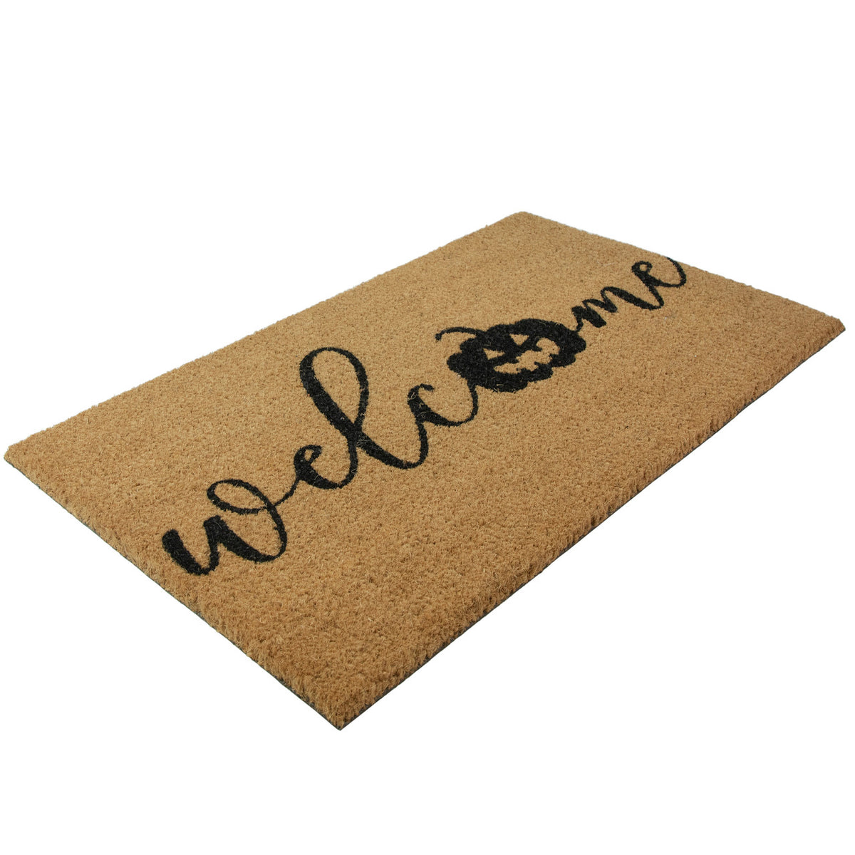 Natural Coir Pumpkin Welcome Doormat 18" x 30" for Halloween