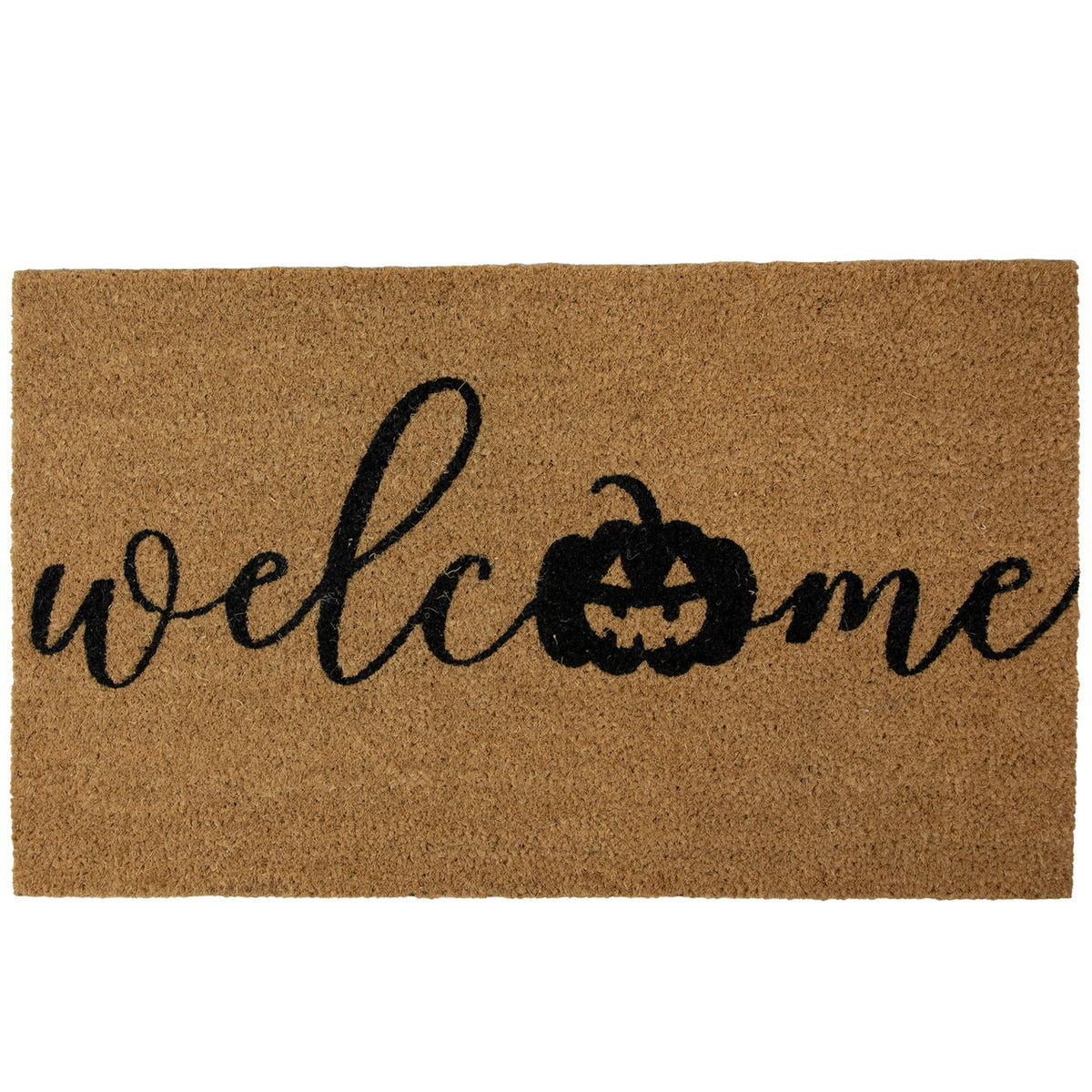 Natural Coir Pumpkin Welcome Doormat 18" x 30" for Halloween