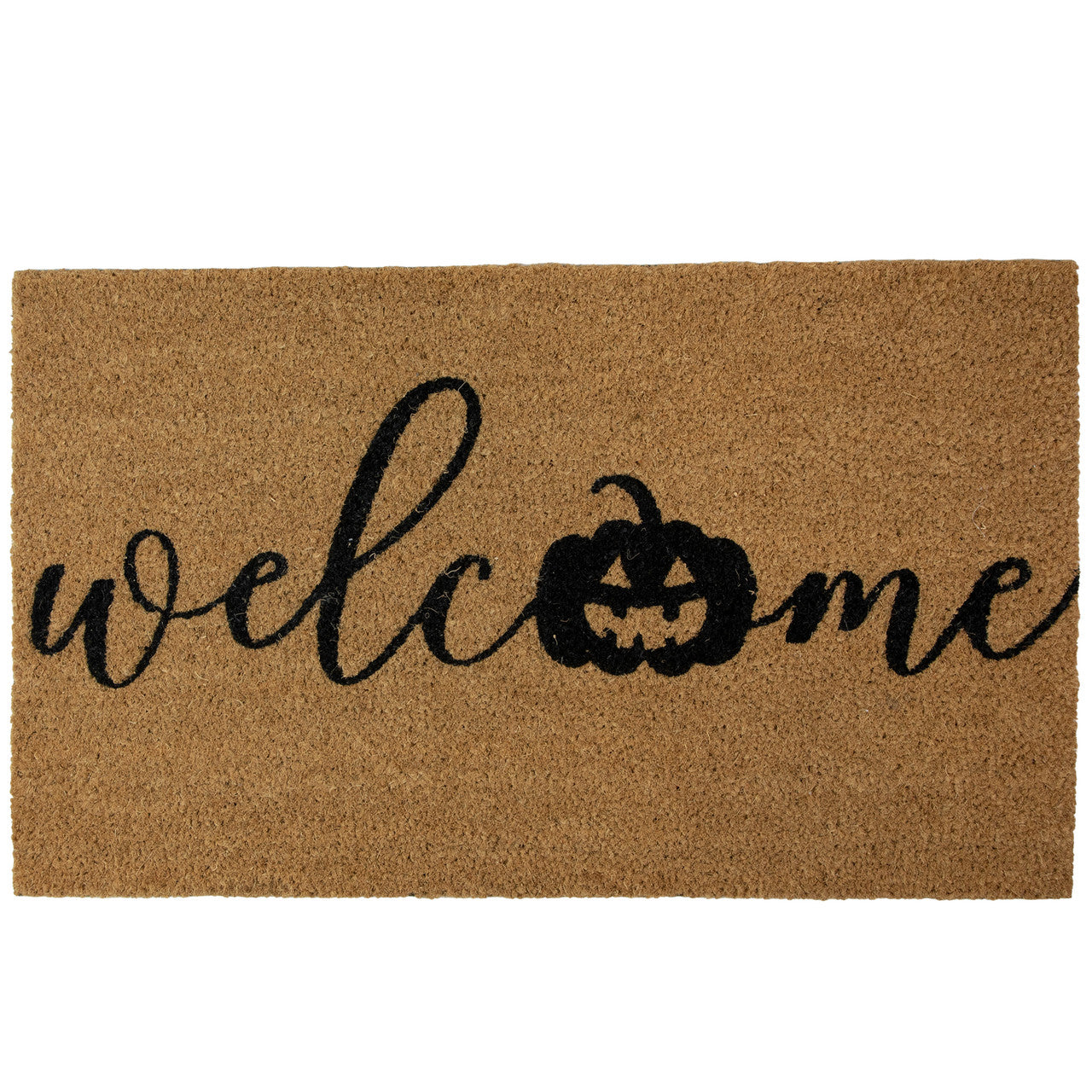 Natural Coir Pumpkin Welcome Doormat 18" x 30" for Halloween
