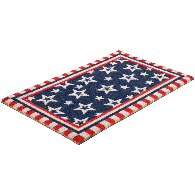 Americana Stars Stripes Coir Doormat 18x30
